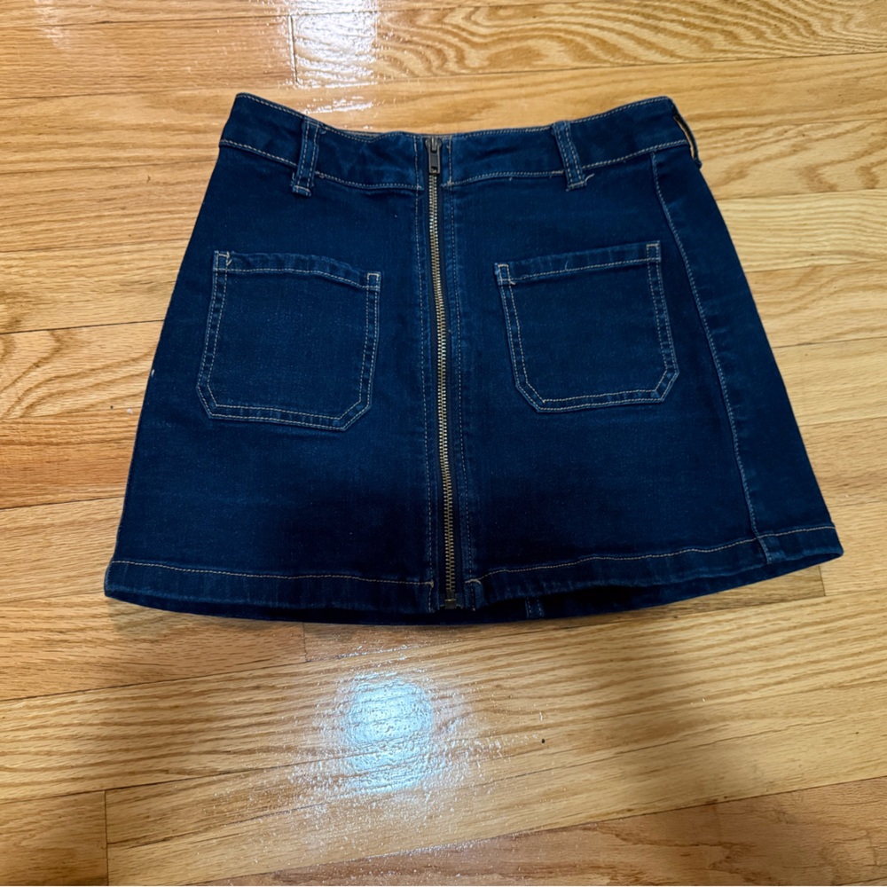 Denim Mini Skirt with Front Zipper